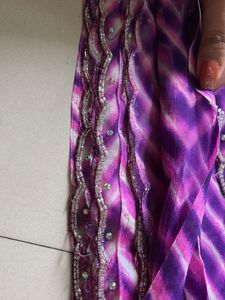 Purple Leheriya Saree with Silver Embellishments a