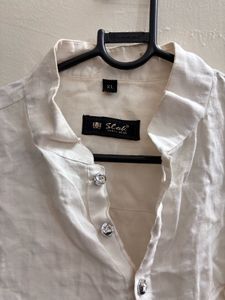 Men's White Band Collar Kurta