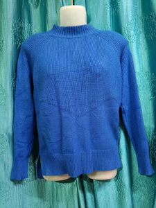 Blue Knit Pullover Sweater