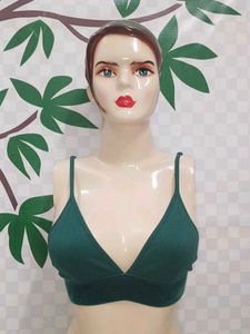 (1300)Green Velvet Bralette