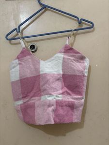 Pink shirt and crop top pair
