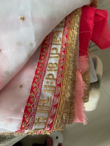 white bridal embroided saree with blouse unstitch