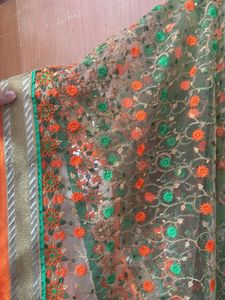 Elegant Green &amp; Orange Kurta Set