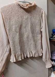 Smocked Polka Dot Ruffle Blouse