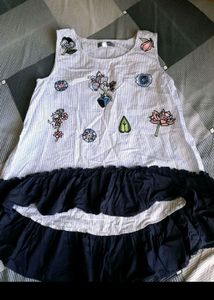 Blue Striped Girls Embroidered Tunic Dress 👗