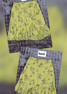 Yellow Floral Print Ruffle Skirt