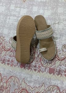 Woven Wedge Sandals with Embellished Straps