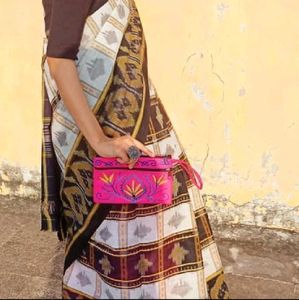Embroidered Pink Hand Purse