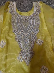 Elegant Yellow Embroidered party wear Kurta Set
