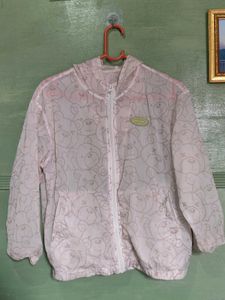 Sheer White Lightweight Jacket with Cute Print