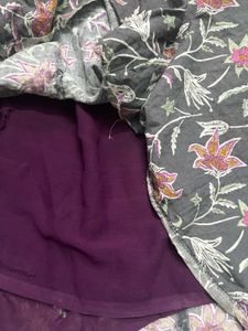 Beautiful Floral Print skirt with knot And Lining