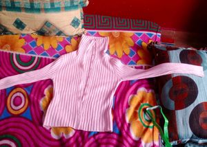 Pink Ribbed Turtleneck Sweater