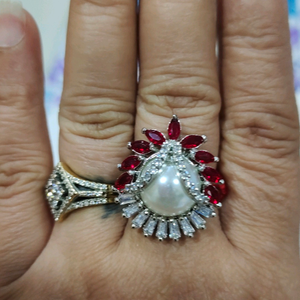 pearl and ruby finger ring