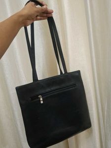 Classic Black Leather Shoulder Bag