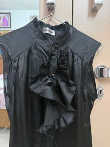 Satin Ruffle Blouse