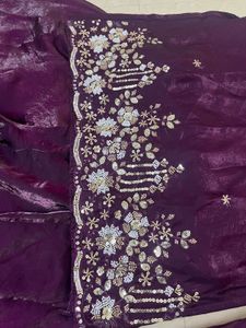 Embroidered Purple Silk sharara
