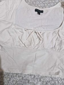 White Tie-Front Crop Top