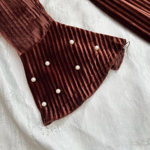Korean Autumn Velvet Dress