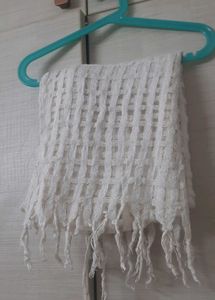 4 shawls/scarfs-blue,white,black,all netted.1brown