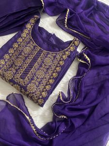 Elegant Purple Embroidered Suit Set