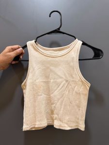 Cream Racerback Crop Tank Top