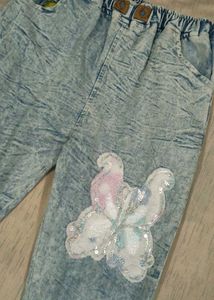 Light Blue Butterfly patch Denim Jeans