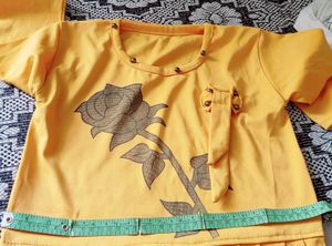 Yellow Rose Print Long Sleeve Top