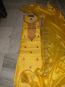 Beautiful Yellow Embroidered Kurta Set