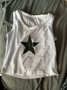 ✨White Tank Top with Black Star