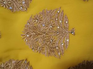 Vibrant Yellow Embroidered Saree