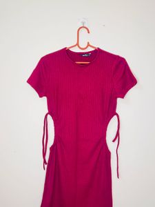 Magenta Ribbed T-Shirt Dress