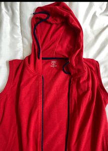 Y2K 2000s Sleeveless Red Hoodie