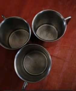 Unused Steel 3 Plates  Tea Cups