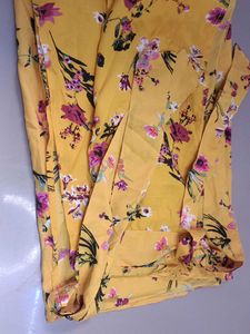 Yellow Floral Tunic Top with long bell sleeves