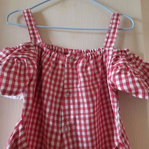 Fairies Forever Red Plaid Cold Shoulder Dress