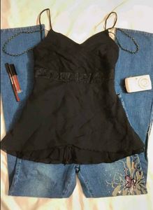 Chic Black Spaghetti Strap Top