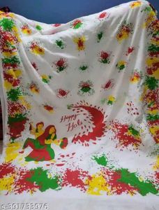 76)White Holi Special Splatter Saree