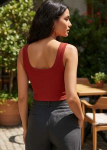 Red Ribbed Tank Top