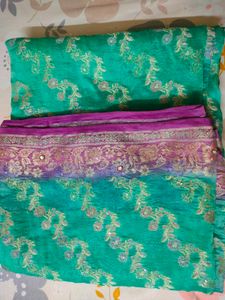 Exquisite Teal &amp; Magenta Silk Saree