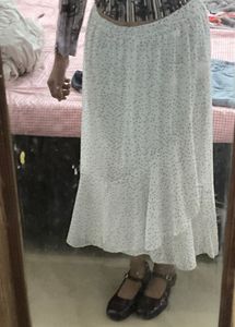 White Polka Dot Ruffle Skirt