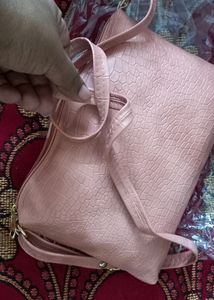 Biege Pink Shaded Sling Bag