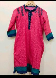 Vibrant Pink Printed Kurta with dupatta
