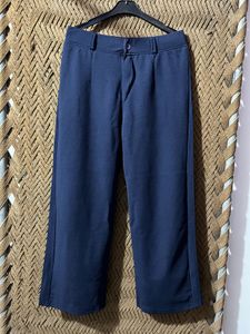 Navy Wide-Leg Trousers