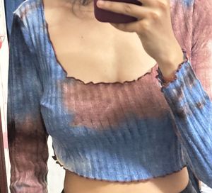 Tie-Dye Ribbed Long Sleeve Top