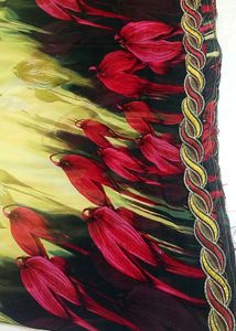 Floral Print Saree with Embellished Border