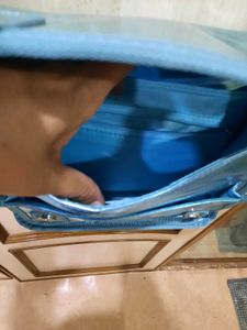 Metallic Blue Satchel Bag