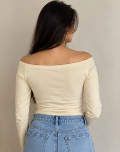 ZUDIO Ecru Off-Shoulder Full-Sleeve Top