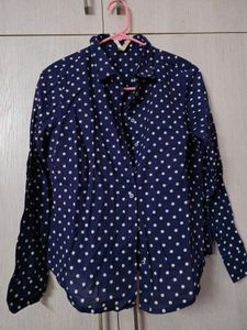Dressberry cotton Chic Navy Polka Dot shirt