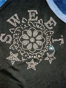 💙 🖤Stylish Blue &amp; Black Embellished Tunic Top ✨