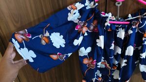 Navy Blue Floral long flared skirt